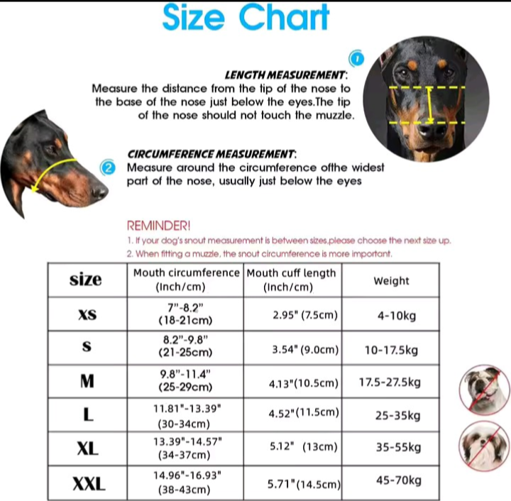Dog Muzzle - Breathable Basket Muzzle with Reflective Strap