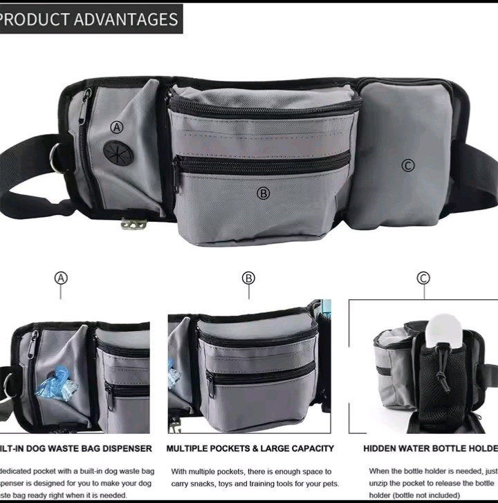 Dog Walking Bag with D-Ring Buckle