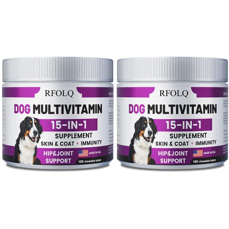 Dog Multivitamin - 15-in-1 Hip & Joint Support with Probiotics (100 Tablets)
