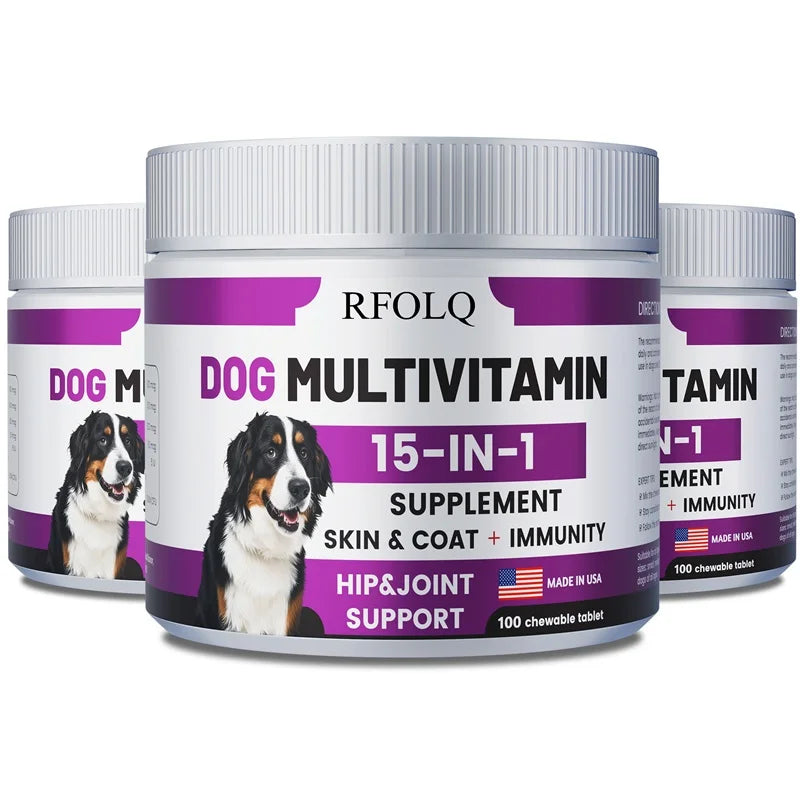 Dog Multivitamin - 15-in-1 Hip & Joint Support with Probiotics (100 Tablets)