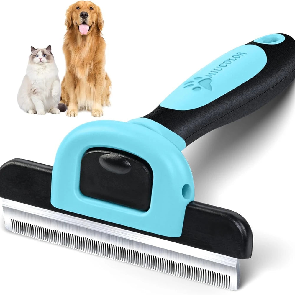 Pet Grooming Brush-Double Sided Shedding and Dematting Undercoat Rake Comb for Dogs and Cats Grooming and Care Deshedding Tool