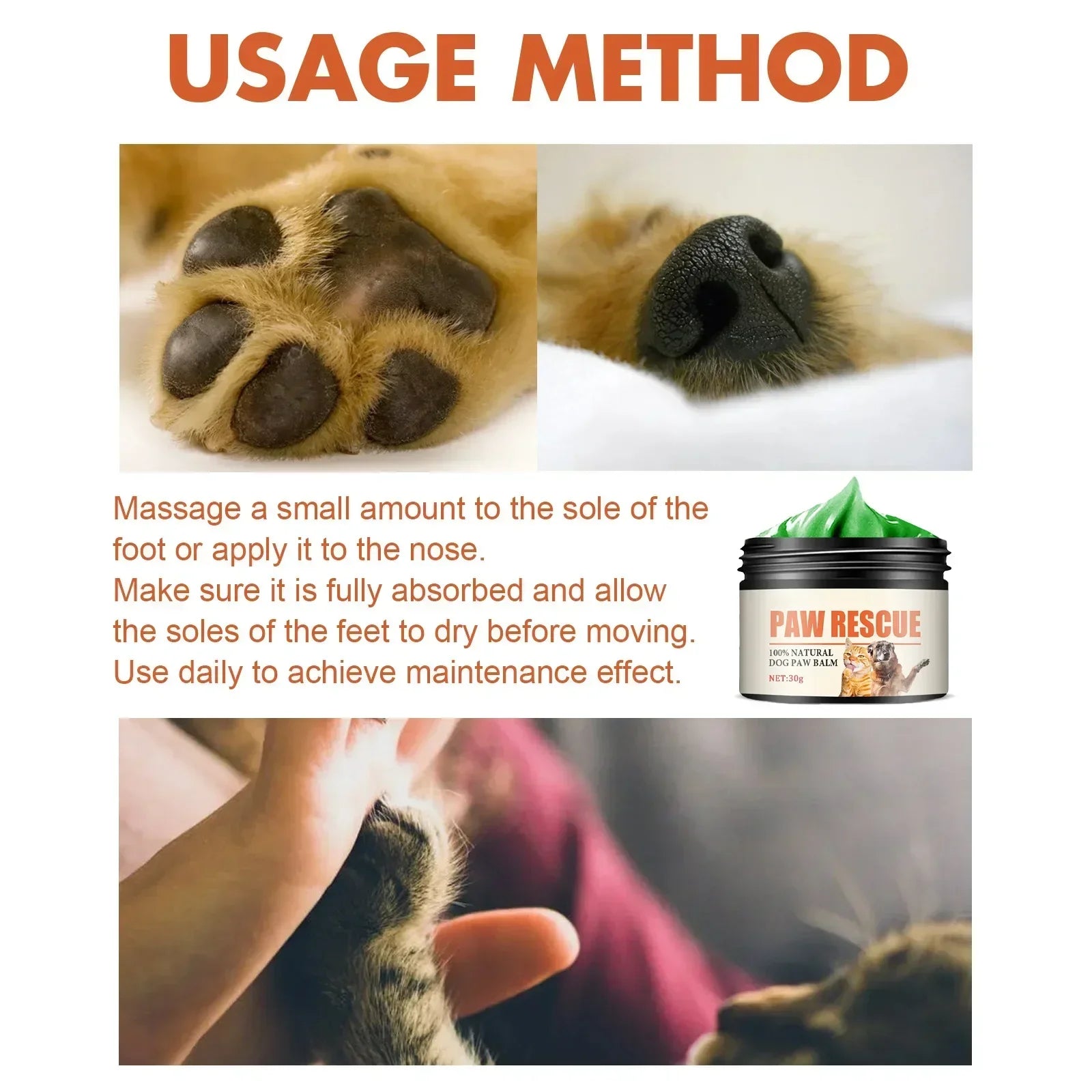 Pet Paw Cream - Moisturizing Balm for Dogs & Cats (30g)