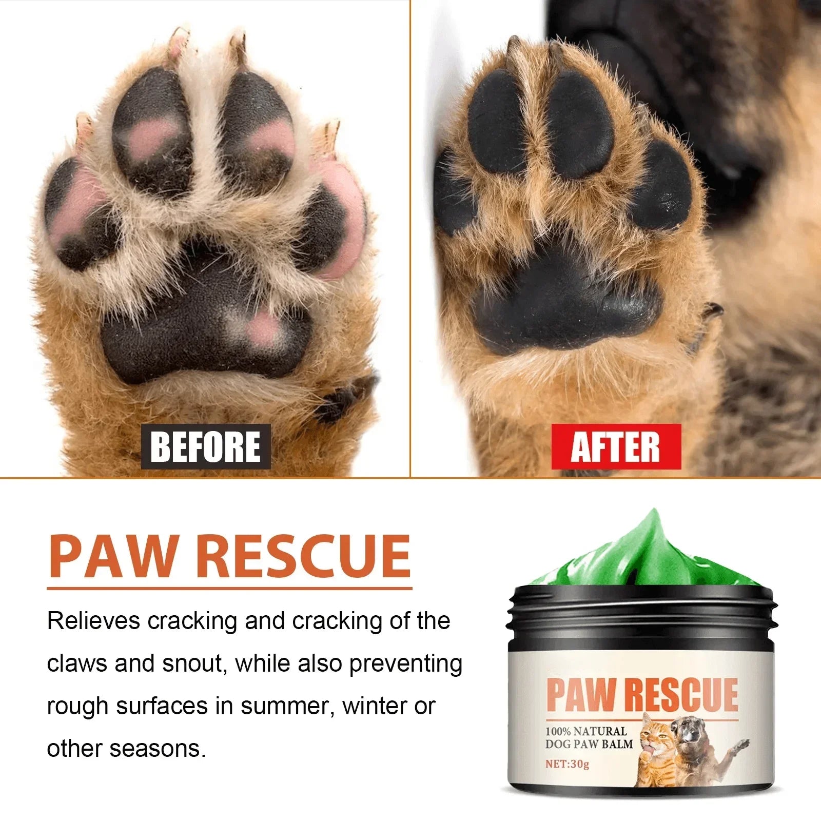 Pet Paw Cream - Moisturizing Balm for Dogs & Cats (30g)
