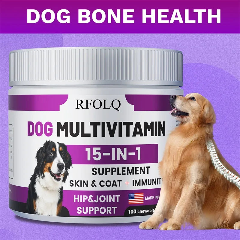Dog Multivitamin - 15-in-1 Hip & Joint Support with Probiotics (100 Tablets)