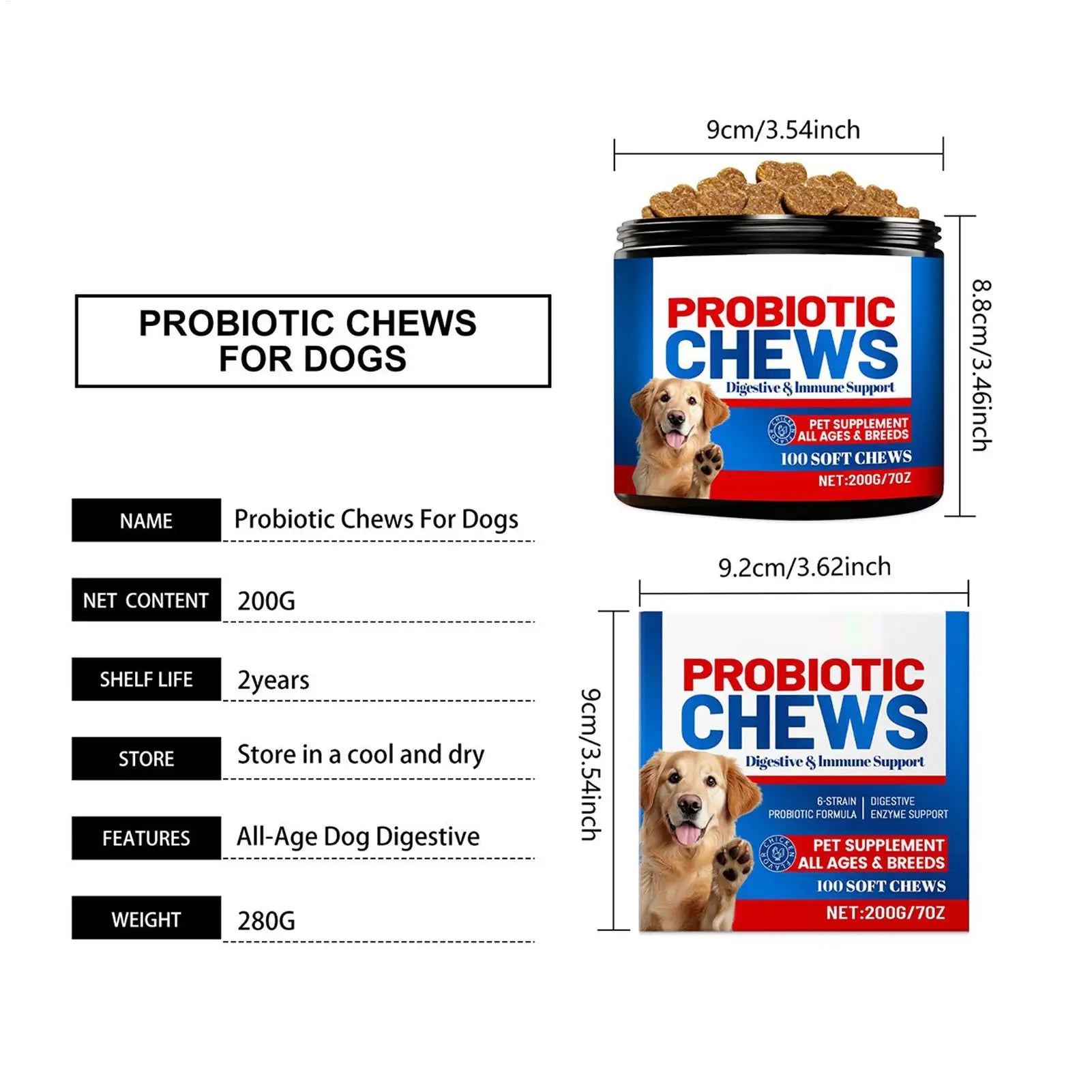 Dog Digestive Health Supplement - Soft Chews for Gut Support (200g)