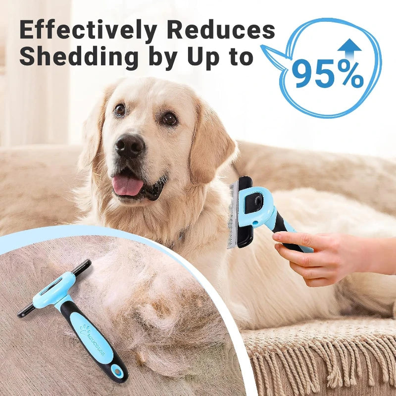 Pet Grooming Brush-Double Sided Shedding and Dematting Undercoat Rake Comb for Dogs and Cats Grooming and Care Deshedding Tool